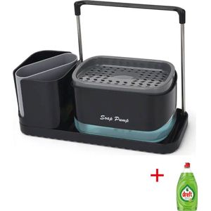 Zeeppomp - 3 in 1 - Sponshouder - Zeepdispenser - Afdruiprekje - Luxe - Inclusief Spons - Aanrecht - Keukenaccessoire - Gootsteen - Gadgets - Dreft