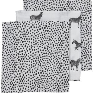 Meyco Baby Zebra Animal hydrofiele doeken - 3-pack - black - 70x70cm