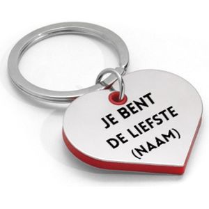 Gegraveerde sleutelhanger met naam je bent de liefste - Liefde - Cadeau voor hem en haar - Verjaardag - Valentijn - Gepersonaliseerd - 5 x 3 CM