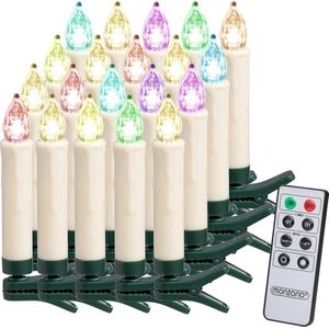 Monzana Draadloze LED kerstboom kaarsen Multi-Colour kerstverlichting 15 stuks + 5 extra gratis