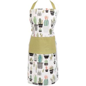 Cotton Adjustable Kitchen Extra Long Ties Bib Chef Apron for Cooking Baking Crafting Gardening BBQ - Cactus Print - 35x28