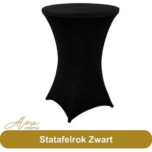 Alora Statafelrok zwart 80 cm - partytafel - Alora tafelrok voor statafel - Statafelhoes - Bruiloft - Cocktailparty - Stretch Rok