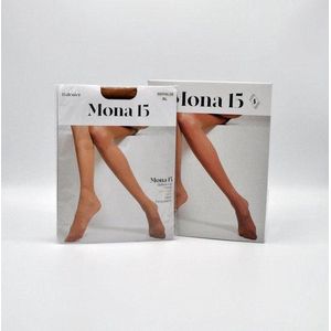 Panty - Maillot 15 DEN - MONA - 6 STUKS - Prachtige dunne lycra panty - zit perfect - maat XXL + tussenstuk - kleur: Claire