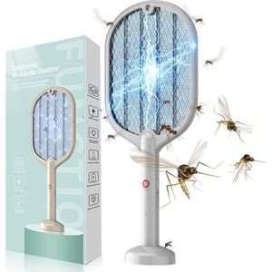 Elektrisch Oplaadbare Vliegenmepper met muggenlamp - UV-lamp - USB Oplaadbaar – Led Vliegenvanger - Vliegenlokker en Muggen Racket