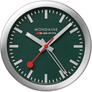 Mondaine M997.MCAL.66SBV Desk Klok - Stationsklok - Mineraalglas - Aluminium - Zilver - 12.5 cm lang - Quartz - 3 ATM (spatwater)