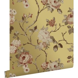 ESTAhome behang vintage bloemen goud en terracotta roze - 0.53 x 10.05 m - 139762