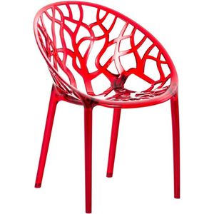 Clp Design tuinstoel CRYSTAL bistrostoel - stapelbare stoel, belastbaar tot 160 kg, weer- en UV-bestendig - rood,