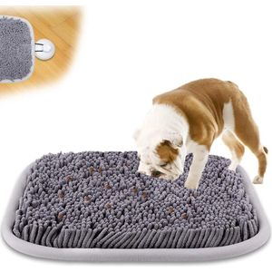Snuffelmat Hond - Agility voor de hond - likmat - Wasbaar - Met Zuignappen - Grijs - 53 x 43 cm