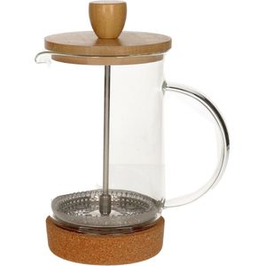 Cafetiere French Press koffiezetter bamboe 600 ml - Koffiezetapparaat voor verse koffie - 16 x 9 x 18 cm