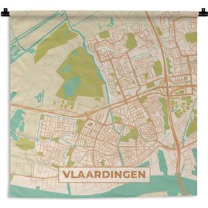 Wandkleed - Wanddoek - Stadskaart - Vlaardingen - Vintage - 180x180 cm - Wandtapijt - Plattegrond