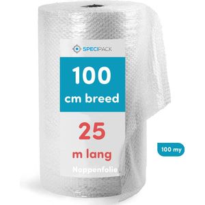 Specipack® Noppenfolie grote noppen - Ideaal om breekbare spullen te verpakken - Luchtkussenfolie - Effectief voor verpakkingsmaterialen - Verpakkingsfolie - 100 cm x 25 m x 100 MY