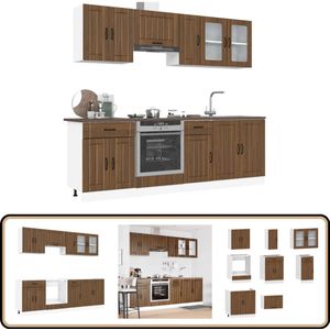 vidaXL 8-delige Keukenkastenset Kalmar bruin eiken Keuken Kast - Houten Keuken - Bruine Eiken Keuken - Keukenkastenset - Kalmar Serie