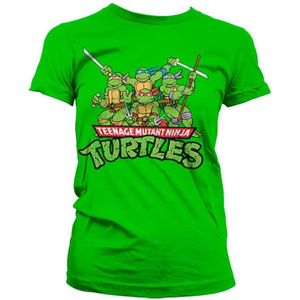 Teenage Mutant Ninja Turtles Dames Tshirt -S- Turtles Distressed Group Groen