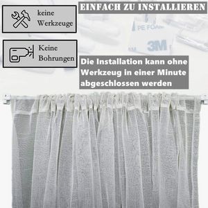 Vitragestangen met zelfklevende haken, voor ramen, keuken, doe-het-zelfprojecten, uittrekbaar, vitragestangen, 90-150 cm, wit, 3 stuks