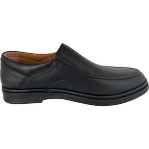 Heren instapper- Nette Schoenen voor Mannen- Comfort schoen met lichte zool 3734- Leather- Zwart- Maat 43