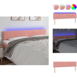 vidaXL Hoofdbord - Hoofdborden - Hoofdeinde - Houten Hoofdbord - Hoofdbord LED 180x5x78/88 cm fluweel roze