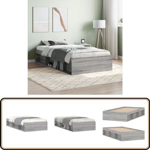 vidaXL Bedframe 90x200 cm - Grijs Sonoma Eiken Modern Bed Frame - Houten Bed - Tweepersoons Bed - Slaapkamersdecoratie - Design Bed
