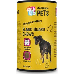 Excellent Pets Gland Guard Chews - Kauwsnoepjes - Zachte snacks - Ondersteunt de Natuurlijke leging van de Anaalklieren - Bevordert de Spijsvertering en een Evenwichtige Darmflora - Glutenvrij - Bevat Prebiotica en Probiotica - 60 stuks