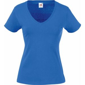 Fruit Of The Loom Dames Vrouwen-Fit Valuegewicht V-hals T-shirt met korte mouwen (Royaal Blauw)