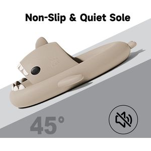 Geweo Shark Slides - Haai Slippers - Badslippers - Pantoffels Heren Dames - Douchepantoffels - Haaienpantoffels - Zomer Antislip Platform Kussen Glijbanen Slippers - Beige - Maat 3940