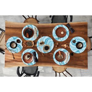 Ronde placemats - Onderlegger - Placemats rond - Marmer print - Wit - Patronen - 8 stuks