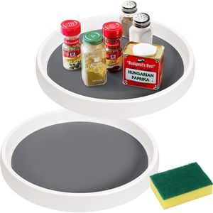 Roterende platenset van 2 Roterende kruidenrek-organizer Draaitafel Keukenkast-organizer Roterend kruidenrek voor specerijen Kruidenflessen Olie-ingrediënten Potten Koken