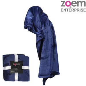 Zoem - Fleece deken XL - Fleece plaid XL - Recycled - Blauw - Kerst - Picknick - Terras - Tuinset - Duurzaam - 205 x 150 - 300 gsm - Kleedje