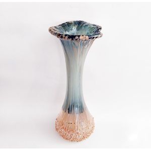 Gedenkobject Sier Mini Urn As Vaas Glas Glasreliek Sierurn Bloem Blue Taupe