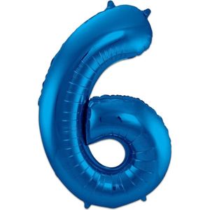 LUQ - Cijfer Ballonnen - Cijfer Ballon 6 Jaar Blauw XL Groot - Helium Verjaardag Versiering Feestversiering Folieballon