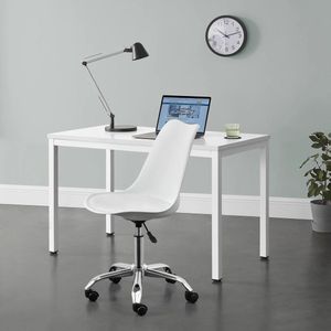 In And OutdoorMatch Bureaustoel Providenci - Op Wielen - 83-93x48x55 cm - Wit - Metaal en Kunstleer - Modern Design