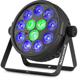 LED Par - BeamZ BT400 lichtgewicht LED RGBW lamp met 12 RGBW LED's van 10W per LED - Incl. afstandsbediening - Zwart