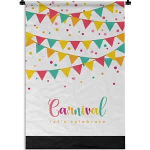 Wandkleed Carnaval - Carnival met vlaggen en confetti Wandkleed katoen 60x90 cm - Wandtapijt met foto