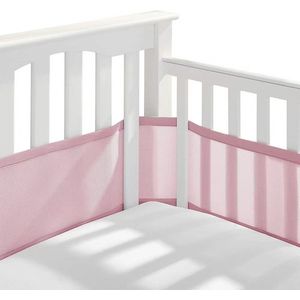 IL BAMBINI - Baby Bedomrander - Bedbumper - Hoofdbeschermer- omrander voor in ledikant - Set van 2 - 340x30cm & 160x30cm - Roze effen