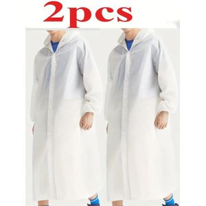 Unisex 2-Delige Witte Dikke Regenjas Set - Winddicht, Waterdicht Volledig Lichaam Poncho met Trekkoord | Draagbare & Casual Stijl Buiten Regenkleding voor Volwassenen | Ideaal voor Reizen & Fietsen