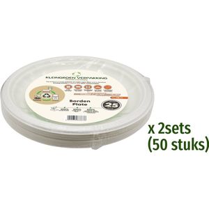 BIO Wegwerp Borden - van Suikerriet - Rond - 18cm - 50 Stuks - Wit kleur - Composteerbaar en Duurzaam - Feest/ Verjaardag/ BBQ borden