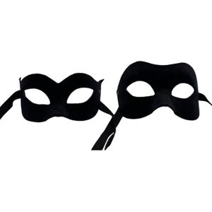 Set zwarte maskers voor koppel - Handgemaakte Venetiaanse masker man en vrouw - Fluwelen zwarte Gala maskers koppel