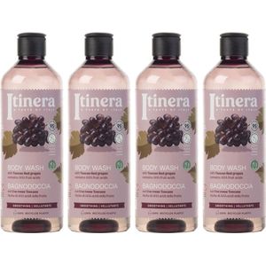 ITINERA - Gladmakende Body Wash met Toscaanse rode druiven, 95% natuurlijke ingrediënten, 370 ml (4 stuks)