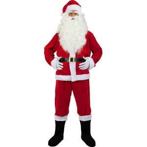 FUNIDELIA Deluxe Kerstman Kostuum voor Mannen - Maat: L - Rood