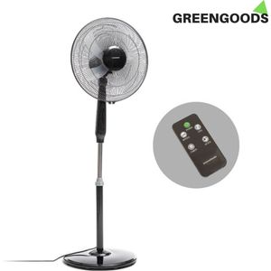 GREENGOODS - Ventilator - Ventilatoren - Fan - Airco - Statiefventilator zwart - Ventilator met afstandsbediening - Pedestal fan -