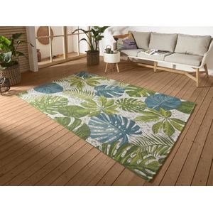 Flycarpets Flair Binnen & Buitenkleed Vloerkleed Tropical Leaves - Turquoise / Groen - 80x165 cm