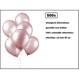 500x Luxe Ballon pearl roze 30cm - biologisch afbreekbaar - Festival feest party verjaardag landen helium lucht thema