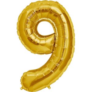 3BMT - Goud versiering - Folie Ballon Cijfer 9 – Verjaardag – Grote Ballonnen