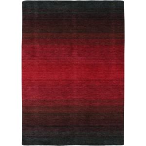 Panorama Black Red Vloerkleed - 90x160  - Rechthoek - Laagpolig Tapijt - Modern - Rood, Zwart