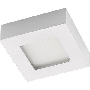 PRIOS - LED plafondlamp - 1licht - polycarbonaat, aluminium - H: 3.5 cm - zilver, wit - Inclusief lichtbron