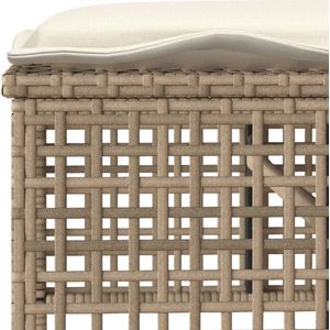 vidaXL - 4-delige - Loungeset - met - kussens - poly - rattan - en - glas - beige