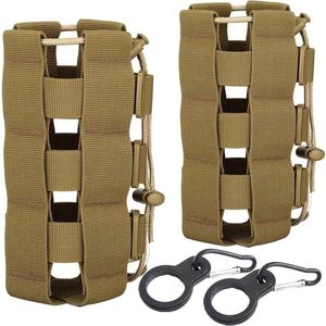 Tactische flessenhouder voor rugzakken, 2-pack bidonhouders met 2 gespen, wandelaccessoires voor kamperen, wandelen