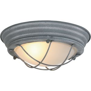 Industriële plafondlamp Lisanne rond | 1 lichts | grijs | glas / metaal | Ø 29 cm | hal / slaapkamer | modern / industrieel design