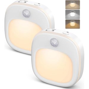 Bewegingssensor LED-Kastverlichting 7 LED's - 2 Pack - 3 Standen - Ingebouwde Magneet - Batterij-aangedreven - Voor Slaapkamer Trap Hal Keuken Badkamer Garage