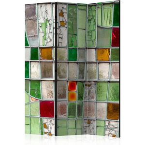 Kamerscherm - Scheidingswand - Vouwscherm - Emerald Stained Glass [Room Dividers] 135x172 - Artgeist Vouwscherm