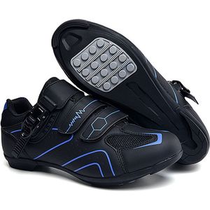 RAMBUX® - Fietsschoenen - MTB Schoenen Heren & Dames - Zwart Blauw - Platte Zool - Wielrenschoenen - Klikschoenen - Mountainbike - Racefiets - Maat 41